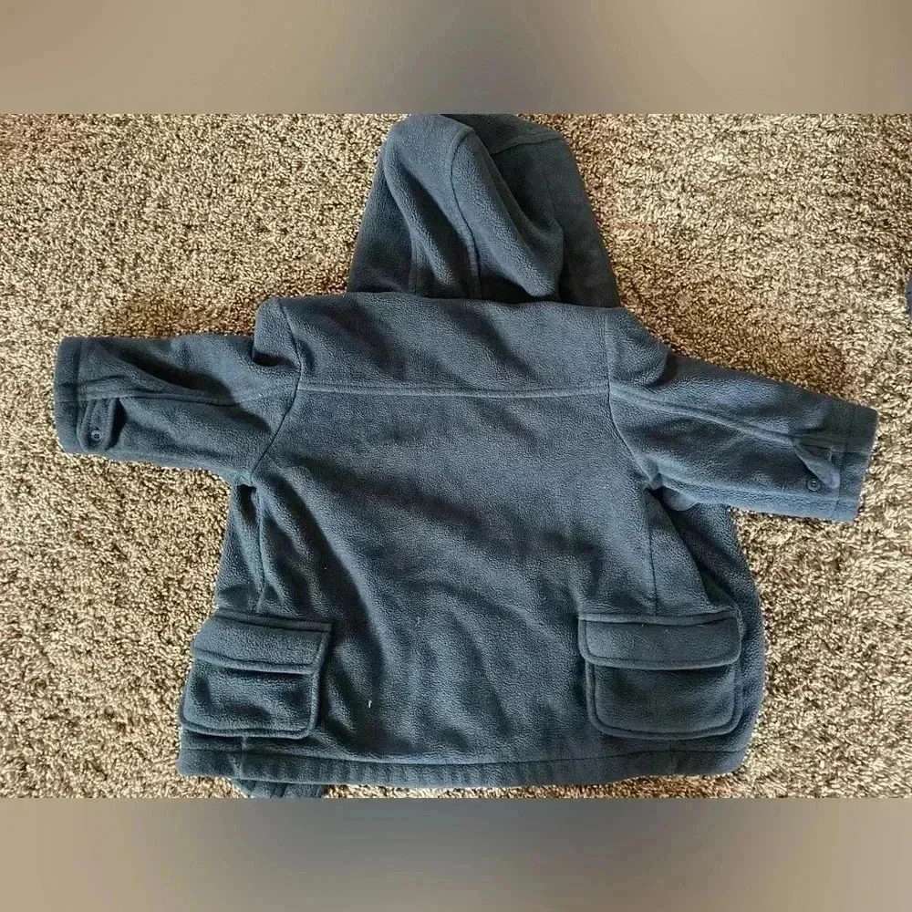 GAP 18-24 month navy coat with buttons‎ and green plaid interior